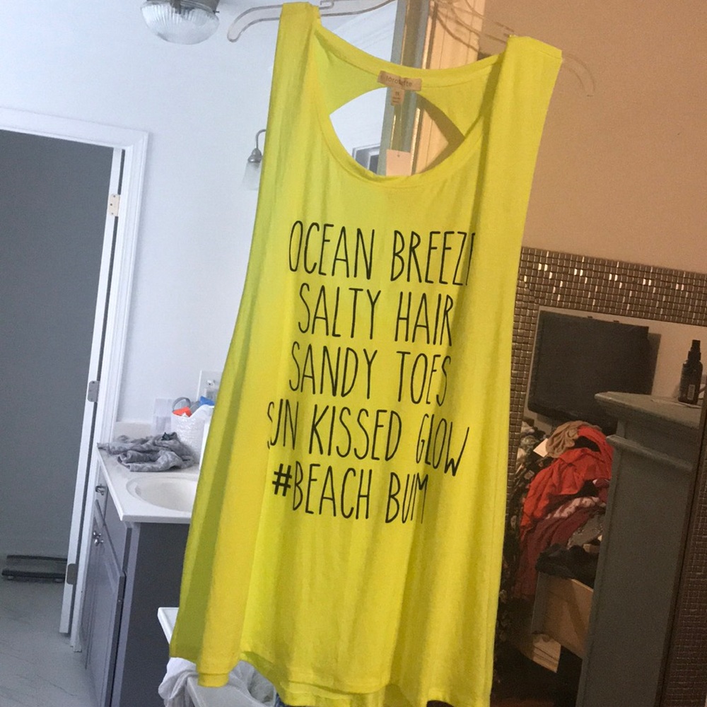 Loralette neon yellow beach open back tank
